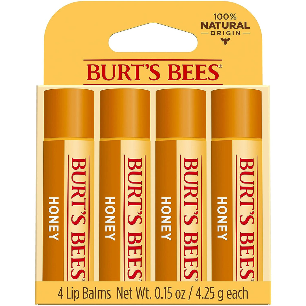 Burt's Bees 100% Natural Moisturizing Lip Balm, Honey with Beeswax - 4 Tubes