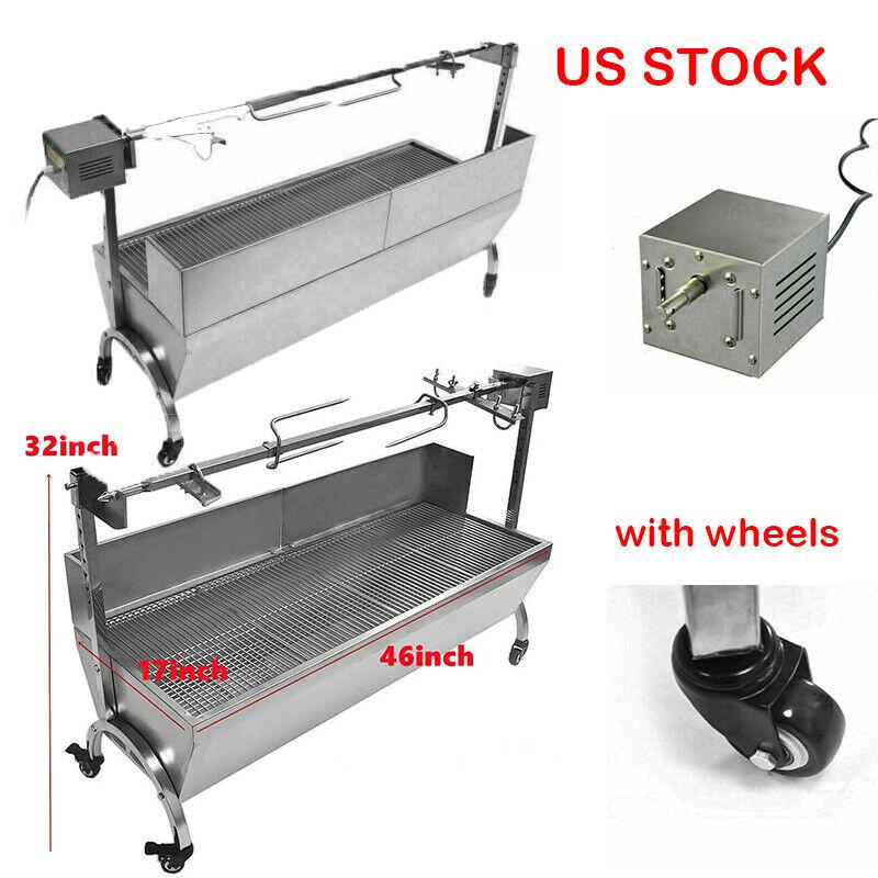 46" Lar Steel Charcoal Spit Roaster Rotisserie Pig Lamb Roast US