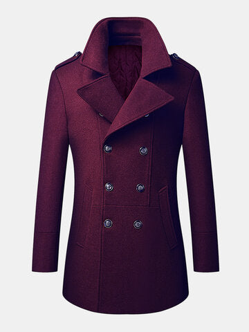 mens woolen double breasted lapel collar british style overcoats