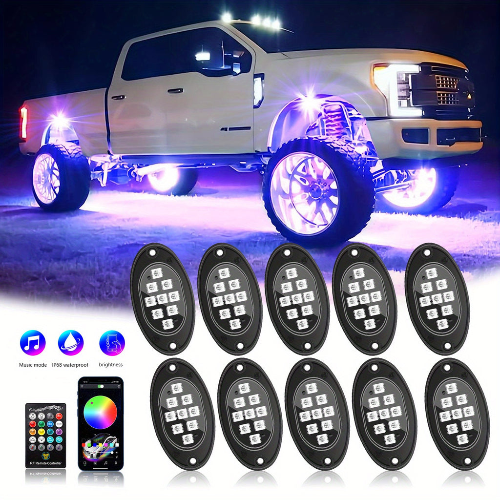 Rock Lights For Trucks, 4/6/8/10 Pods RGB LED Rock Lights With APP/Remote Control &amp; Music Mode,  For Pickup Off Road Jeep RZR SUV ATV UTV Car