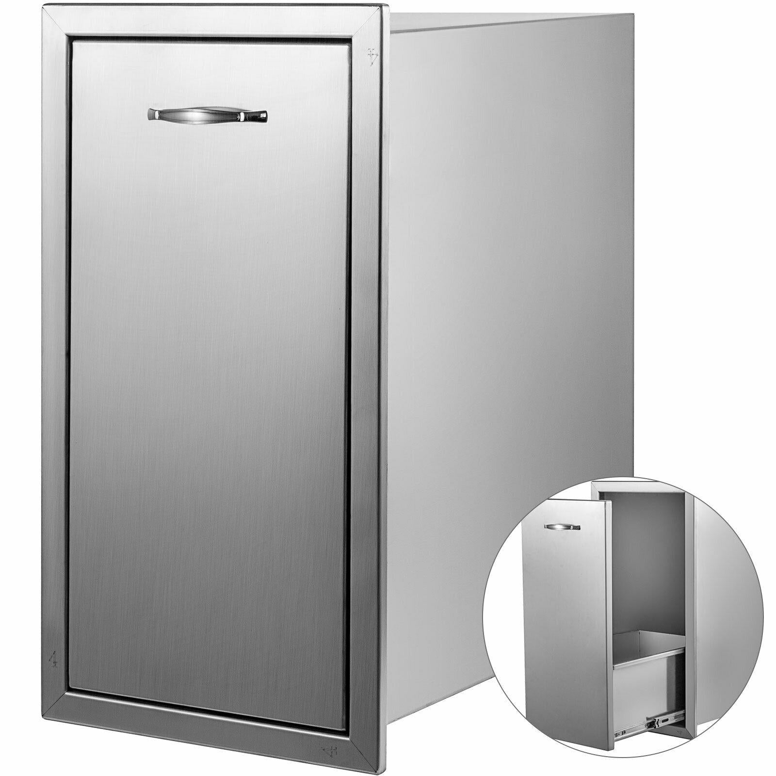 Pull Narrow Trash Drawer 13.6"x26"Outdoor Kitchen Trash Bin BBQ Island