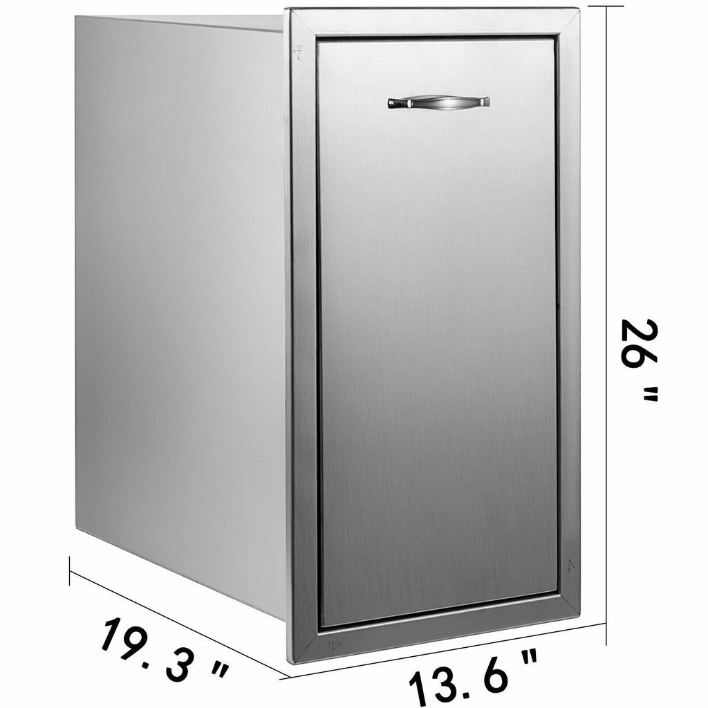 Pull Narrow Trash Drawer 13.6"x26"Outdoor Kitchen Trash Bin BBQ Island
