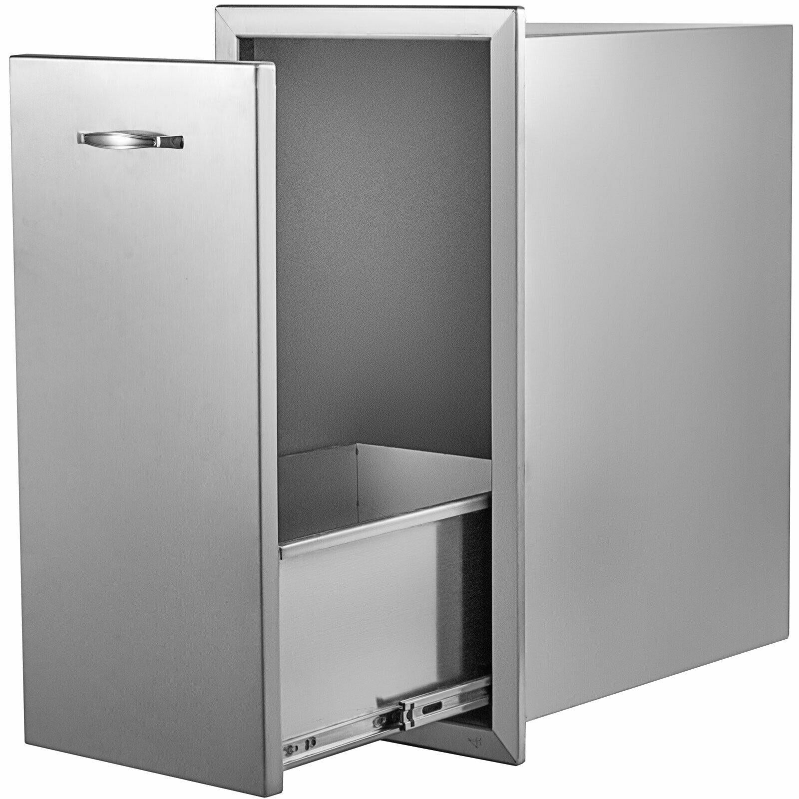 Pull Narrow Trash Drawer 13.6"x26"Outdoor Kitchen Trash Bin BBQ Island