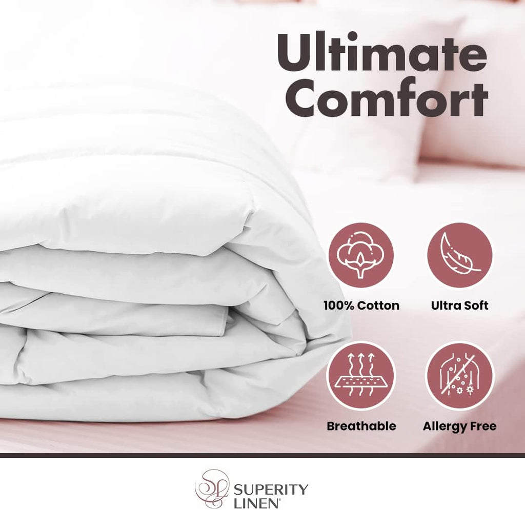 Superity White Twin Duvet Cover - Cotton Breathable &amp; Comfortable Fabric, Protects Mattresses from Dirt, Dust &amp; Dander - Twin Size Duvet Cover (68x86)