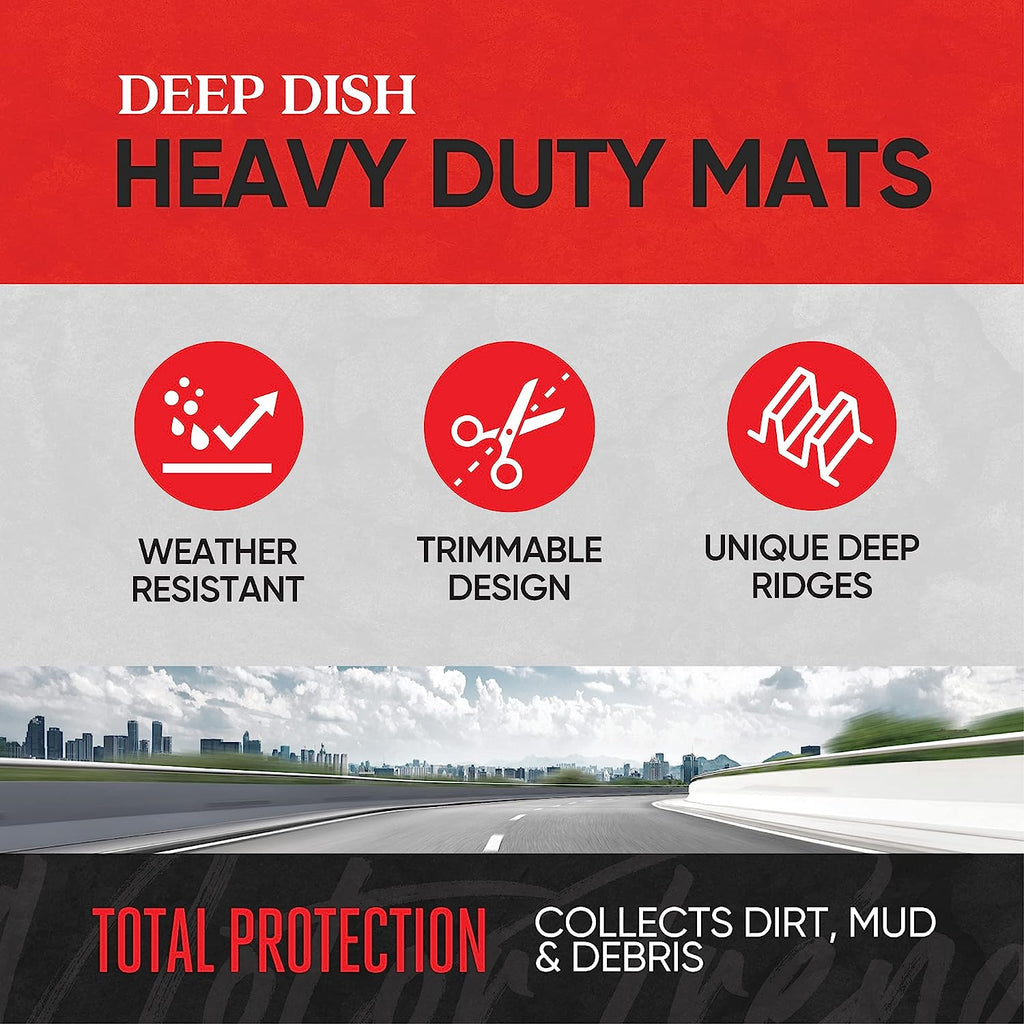 Motor Trend Premium FlexTough All-Protection Cargo Mat Liner, Black &amp; Black Deep Dish Rubber Floor Mats All-Climate All Weather Performance Plus Heavy Duty Liners Odorless (Black) (OF-933-BK)