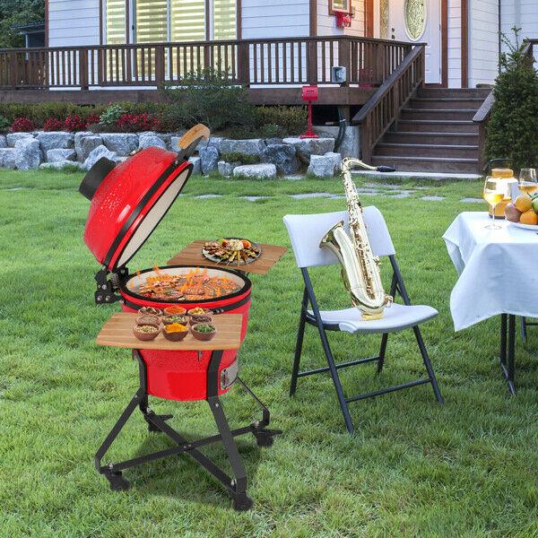 18in Steel Charcoal Grill Multiple CooSmoke Bake Roast For Courtyard Party