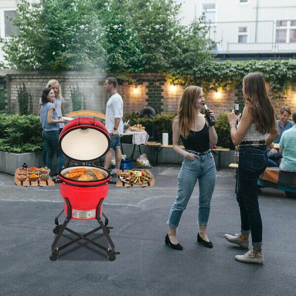 18in Steel Charcoal Grill Multiple CooSmoke Bake Roast For Courtyard Party