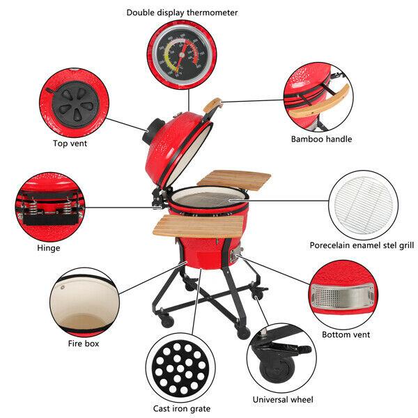 18in Steel Charcoal Grill Multiple CooSmoke Bake Roast For Courtyard Party