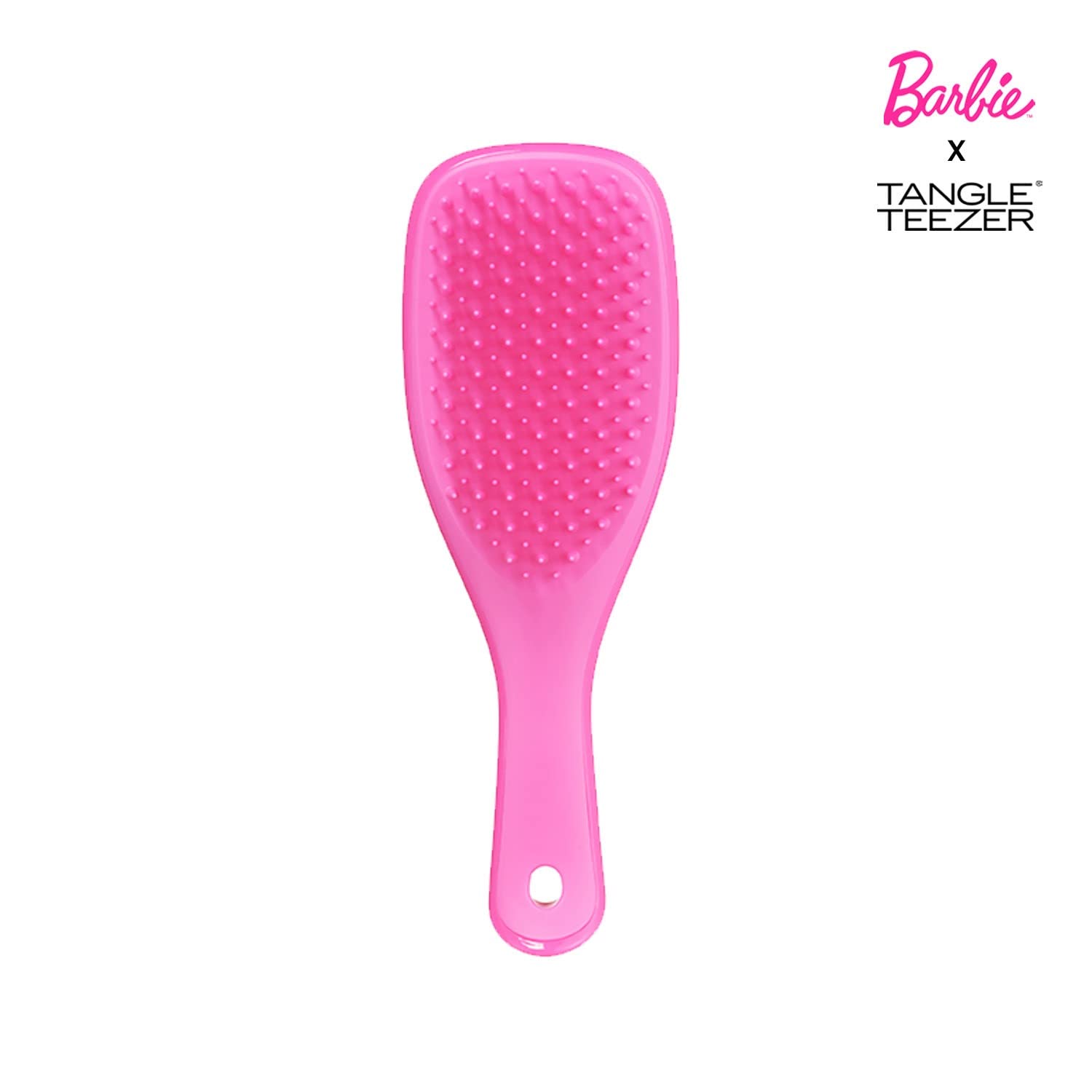 Tangle Teezer x Barbie The Mini Ultimate Detangling Brush, Dry and Wet Hair Brush Detangler for Traveling and Small Hands, Totally Pink