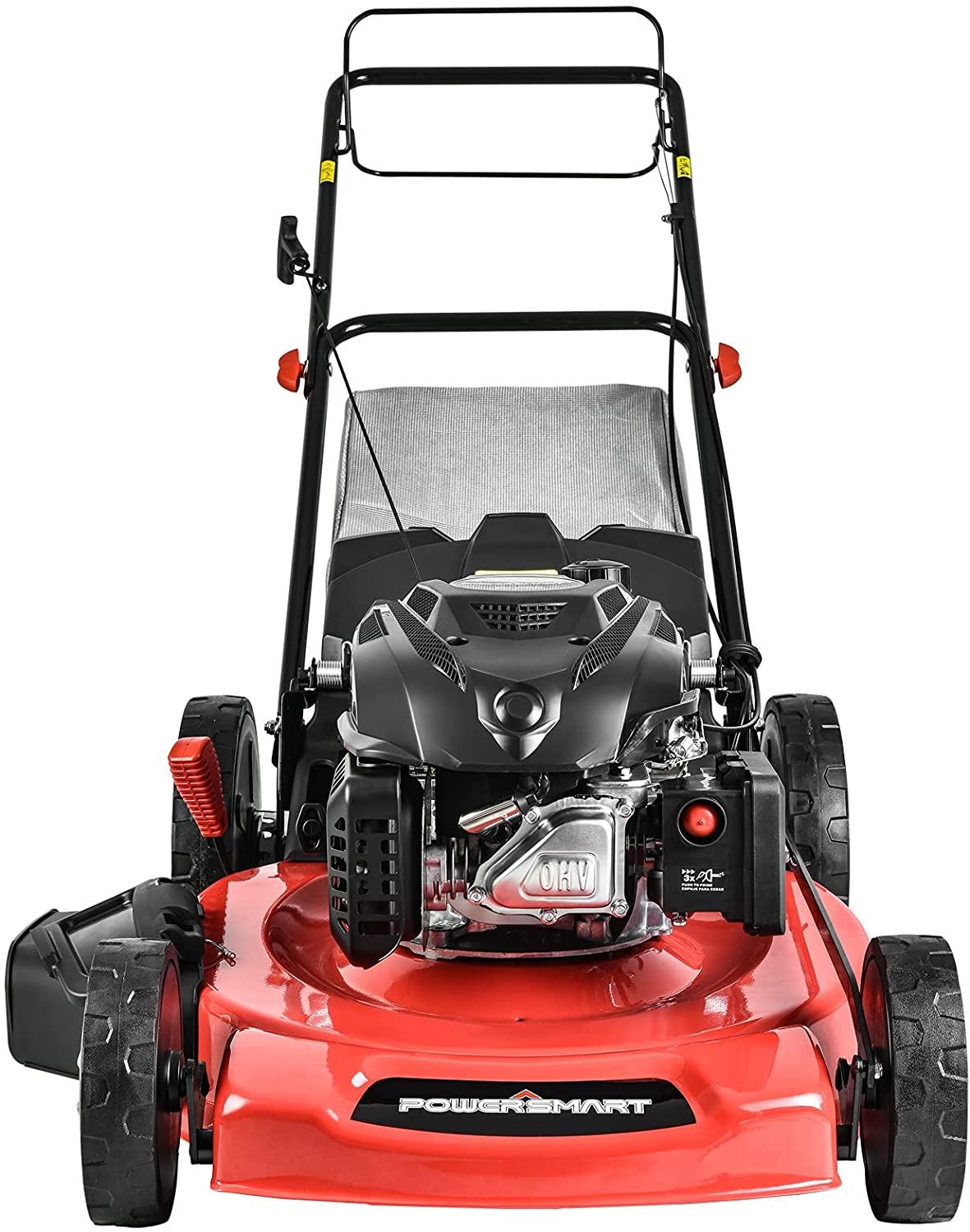 PowerSmart Self Propelled Lawn Mower, 22 Inch Lawn Mower Self-propelled, 200CC 4-Stroke Engine, 3 in 1 Gas Lawn Mower with Bag, 5 Cutting Heights Adjustable (1.2''-3.5'')