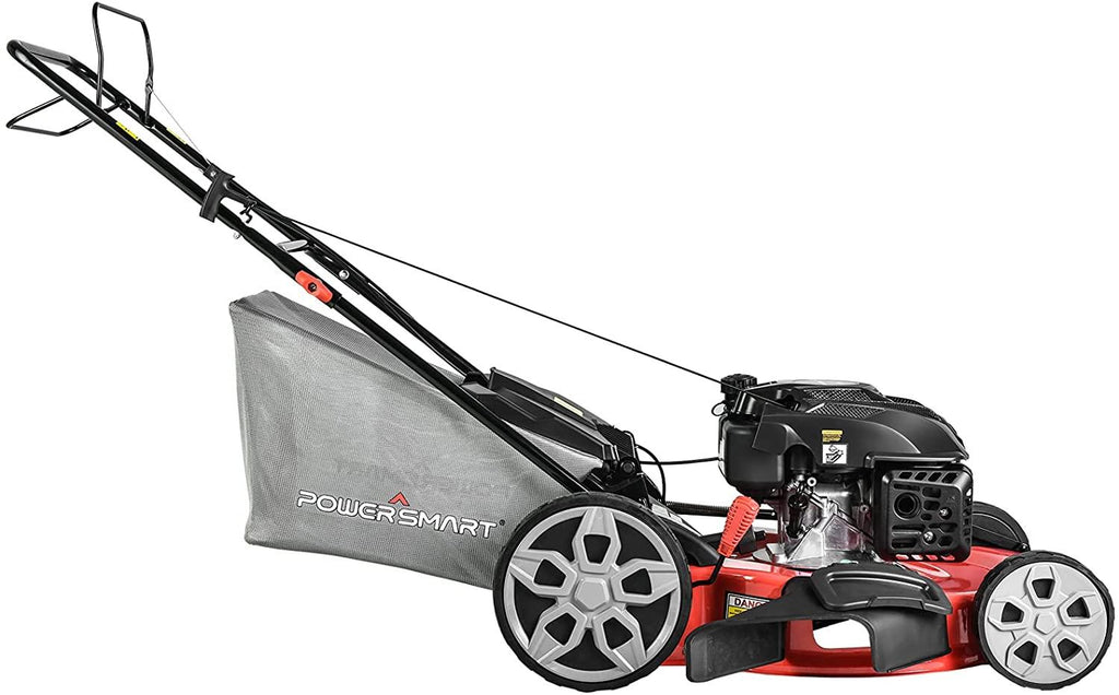 PowerSmart Self Propelled Lawn Mower, 22 Inch Lawn Mower Self-propelled, 200CC 4-Stroke Engine, 3 in 1 Gas Lawn Mower with Bag, 5 Cutting Heights Adjustable (1.2''-3.5'')