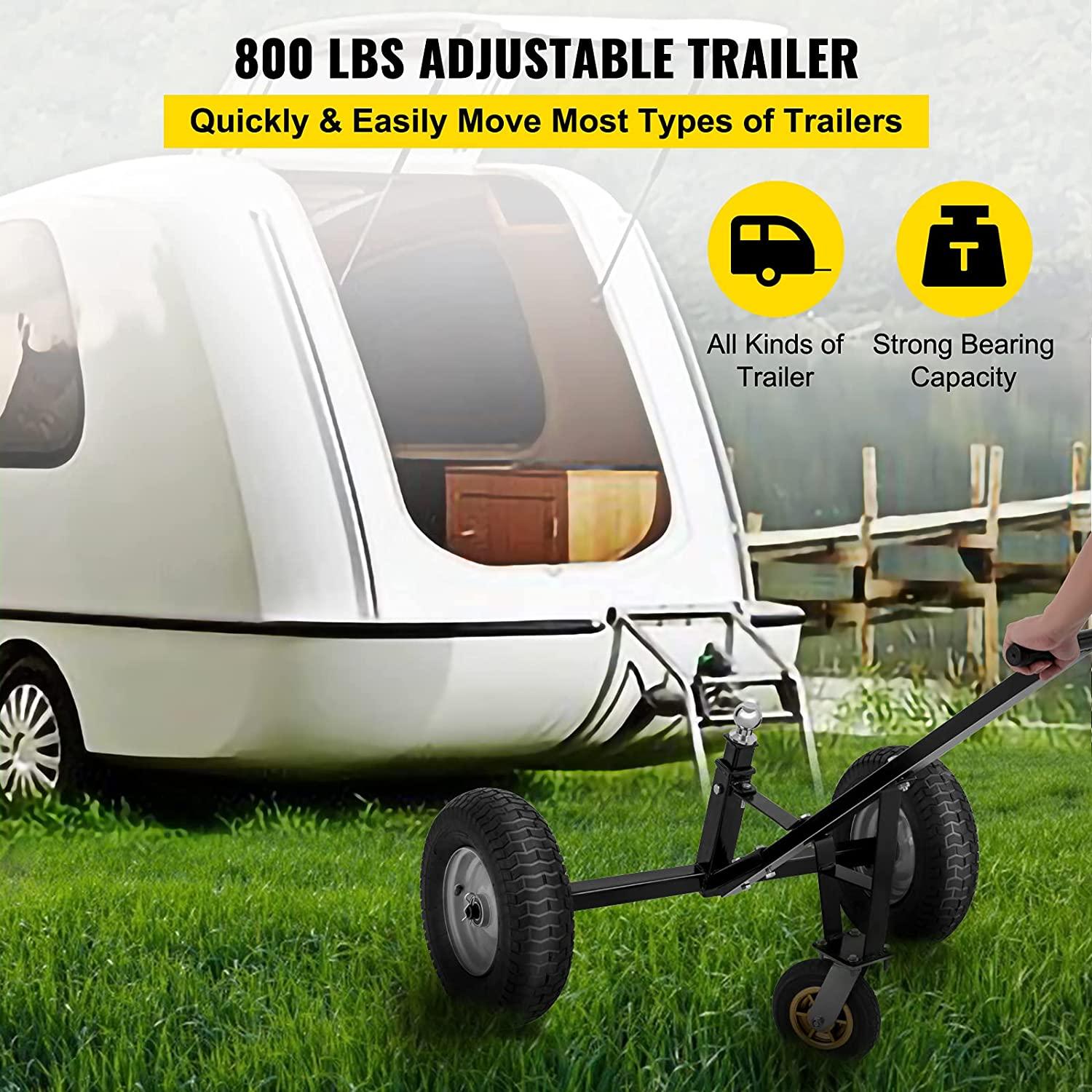 Adjustable Trailer Dolly, 800 Lbs Capacity Trailer Mover Dolly, 15.7" -23.6" Adjustable Height, 2" Ball Trailer Mover with 16" Wheels, Heavy-Duty Tow Dolly for Car, RV, Boat
