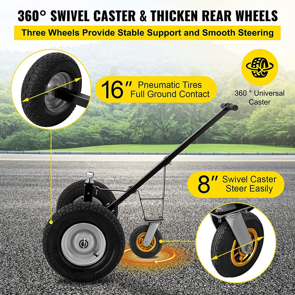 Adjustable Trailer Dolly, 800 Lbs Capacity Trailer Mover Dolly, 15.7" -23.6" Adjustable Height, 2" Ball Trailer Mover with 16" Wheels, Heavy-Duty Tow Dolly for Car, RV, Boat