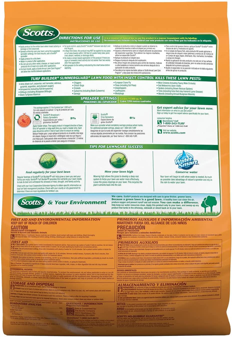 Scotts Turf Builder SummerGuard Lawn Food with Insect Control, 40.05 lbs.