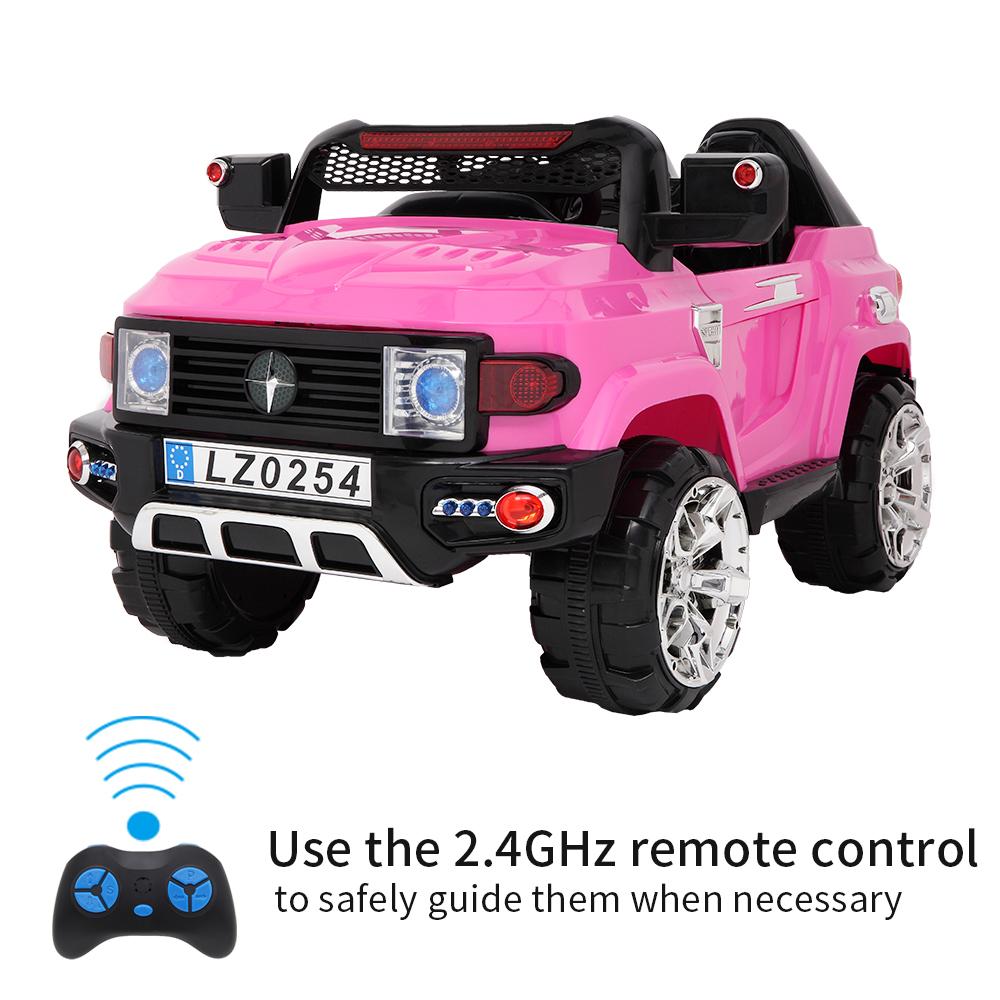 2023 Newest Electric Cars for Kids, Kids Electric Ride-On Truck, 3 Speeds Remote Control Car with LED Lights for Boys Girls Christmas Gifts to Ride on Pavement Grass Mud Gravel and Hills, Pink, Q8016