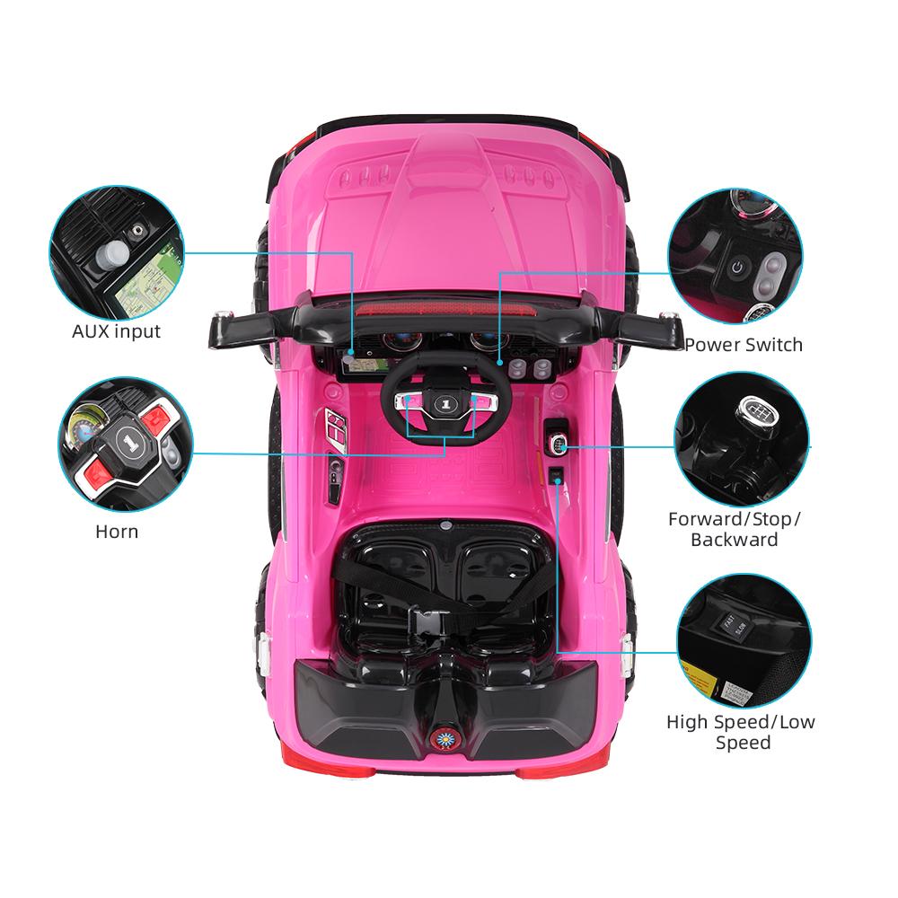 2023 Newest Electric Cars for Kids, Kids Electric Ride-On Truck, 3 Speeds Remote Control Car with LED Lights for Boys Girls Christmas Gifts to Ride on Pavement Grass Mud Gravel and Hills, Pink, Q8016