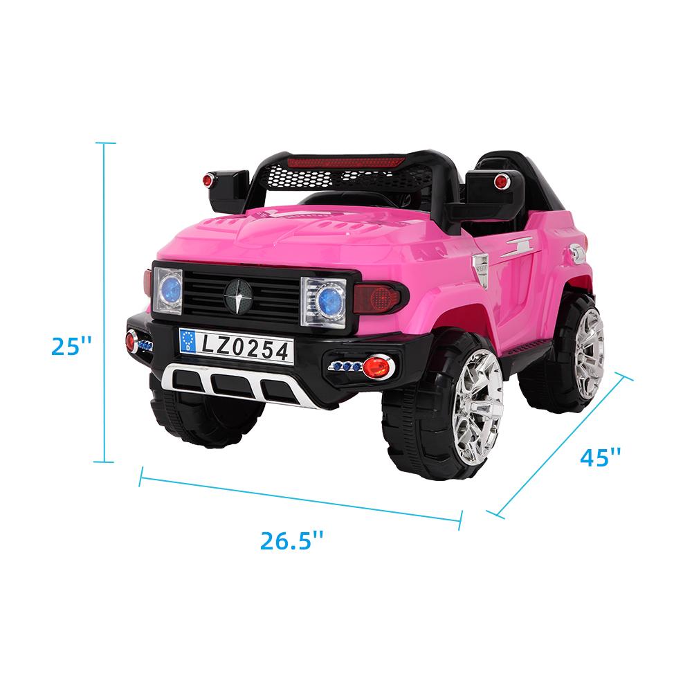 2023 Newest Electric Cars for Kids, Kids Electric Ride-On Truck, 3 Speeds Remote Control Car with LED Lights for Boys Girls Christmas Gifts to Ride on Pavement Grass Mud Gravel and Hills, Pink, Q8016