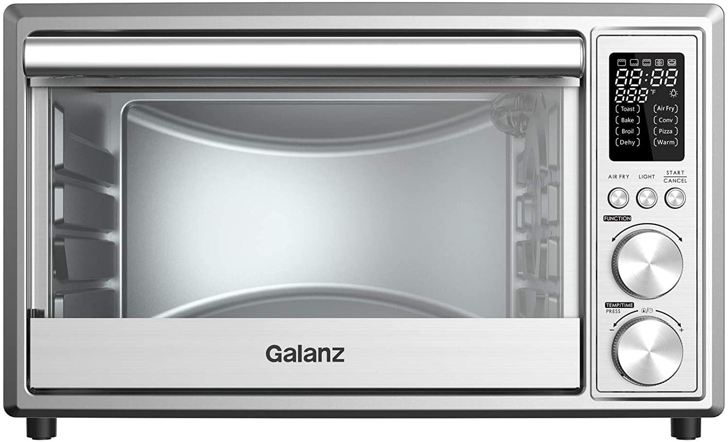 Galanz GTH12A09S2EWAC18 Digital Toaster Oven with Air Fry 1800W/0.9 Cu.Ft, 8 Pre-set CooFunctions, LED Display, Interior Light, 150F – 450F, 25L,  Steel