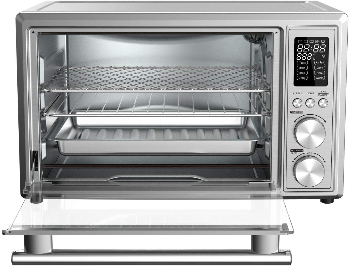 Galanz GTH12A09S2EWAC18 Digital Toaster Oven with Air Fry 1800W/0.9 Cu.Ft, 8 Pre-set CooFunctions, LED Display, Interior Light, 150F – 450F, 25L,  Steel