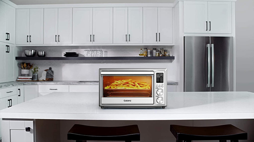 Galanz GTH12A09S2EWAC18 Digital Toaster Oven with Air Fry 1800W/0.9 Cu.Ft, 8 Pre-set CooFunctions, LED Display, Interior Light, 150F – 450F, 25L,  Steel