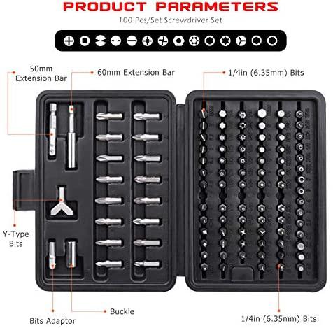 SHYPT Screwdriver 100 in 1 Set Precision 1/4 Inch Slotted Phillips Hex Screw Nuts Bits Ratchet Handle Multifunction Hand Tool Kit
