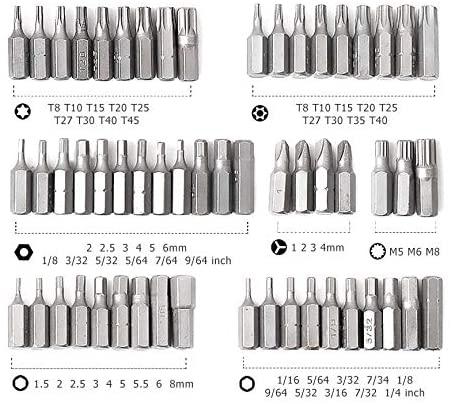 SHYPT Screwdriver 100 in 1 Set Precision 1/4 Inch Slotted Phillips Hex Screw Nuts Bits Ratchet Handle Multifunction Hand Tool Kit