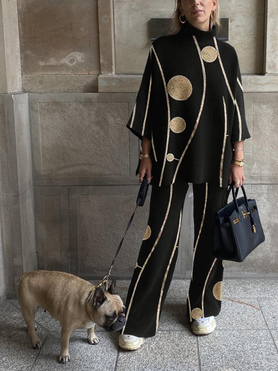 Women's Fashion Bronzing Polka Dot Geometric Casual Suit