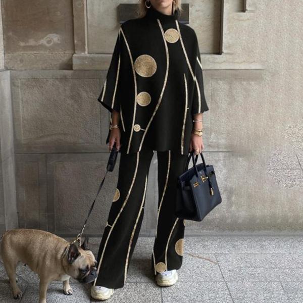 Women's Fashion Bronzing Polka Dot Geometric Casual Suit