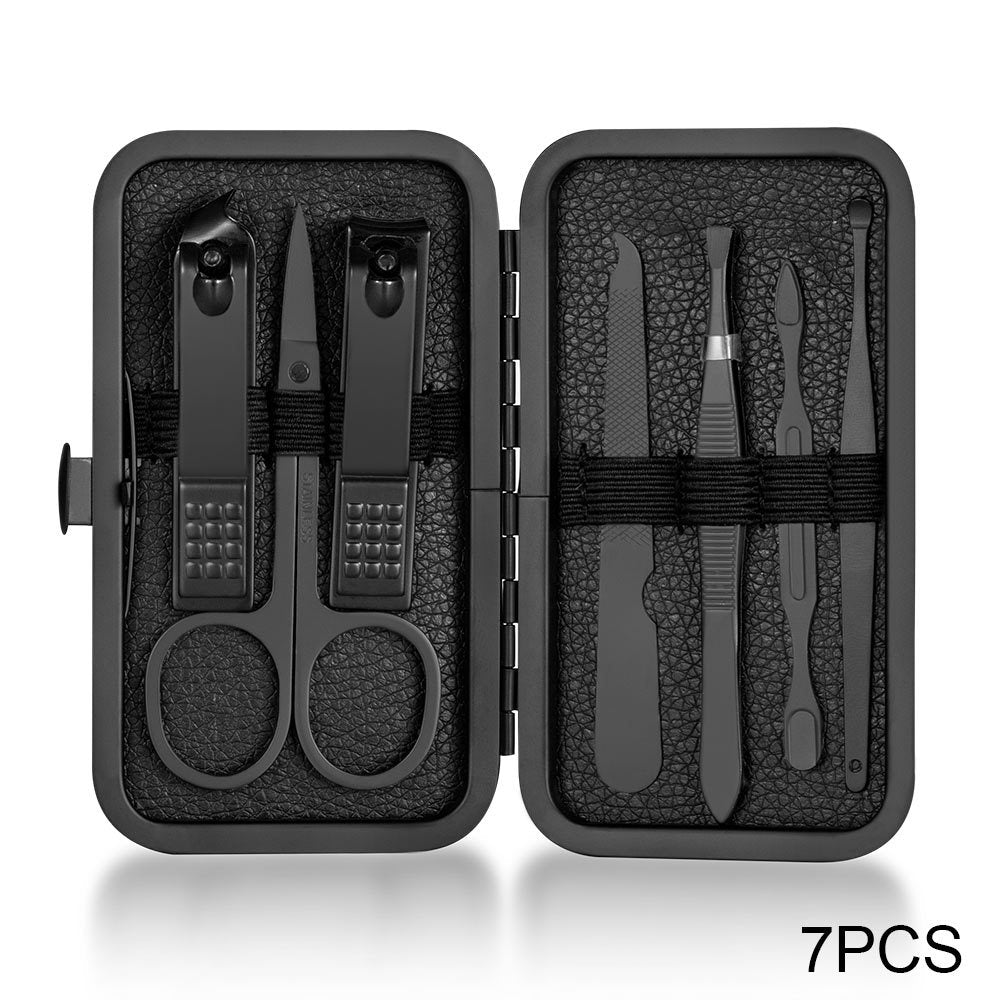 Classic Black Manicure Set Hand Feet Facial  Steel Accessories, 5 Choices
