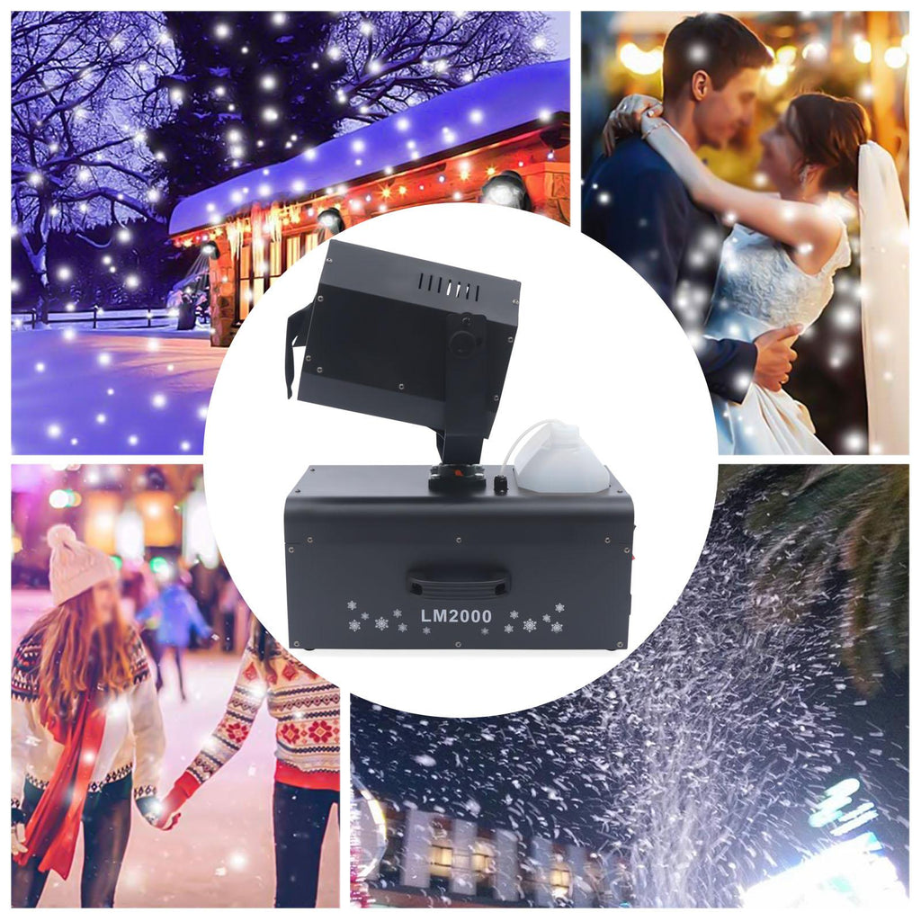 Miumaeov 2000W Snowflake Machine with Remote Control Low Noise Snow Effect Machine Portable Fake Snow MaMachine StaSnow Machines for Parties