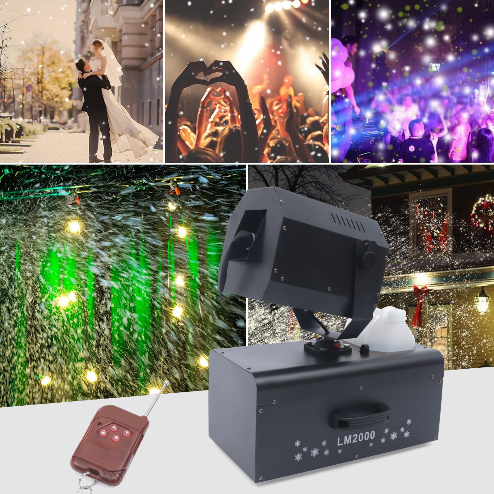 Miumaeov 2000W Snowflake Machine with Remote Control Low Noise Snow Effect Machine Portable Fake Snow MaMachine StaSnow Machines for Parties