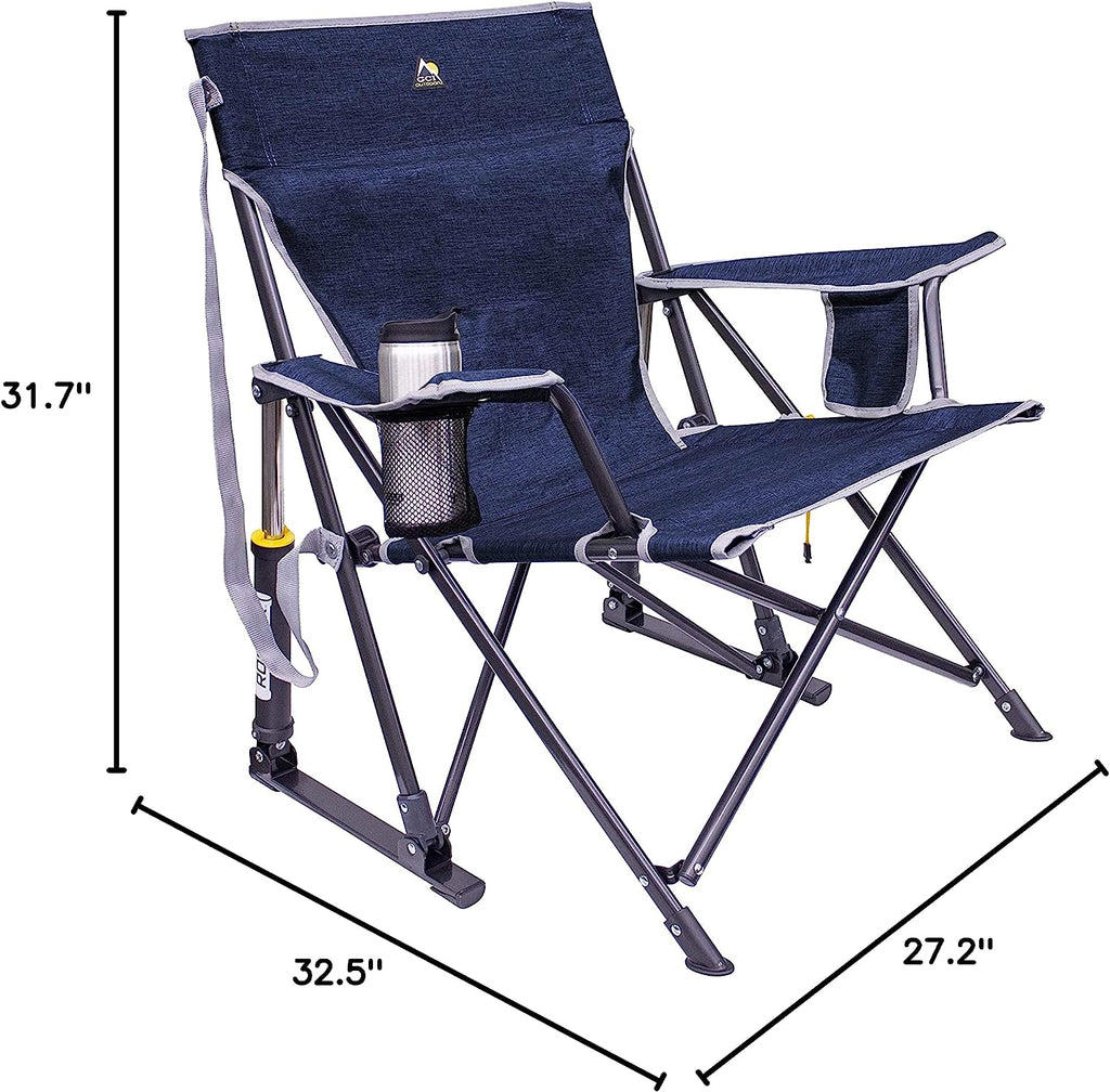 GCI Outdoor Kickback Rocker Portable Rocking Chair &amp; Outdoor Camping Chair, Heathered Indigo