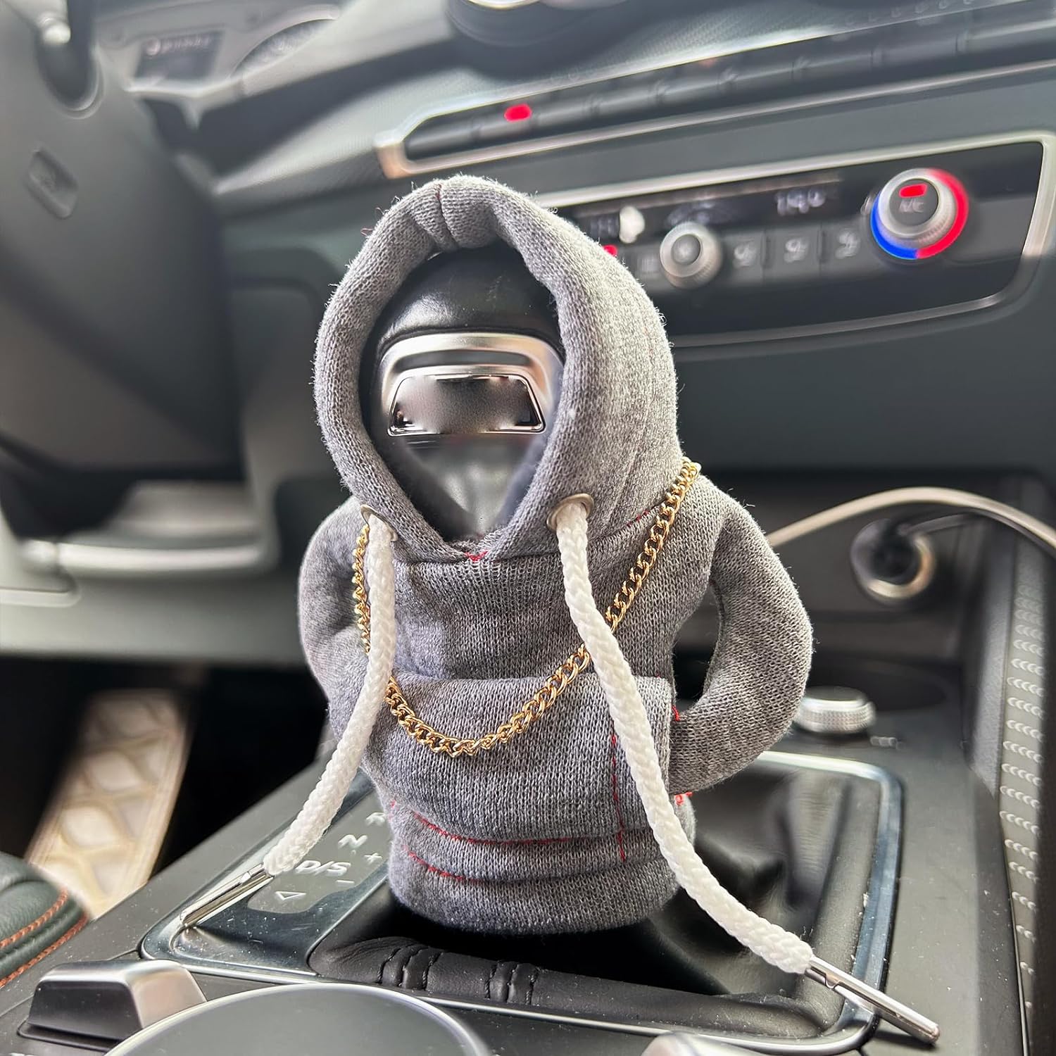 Car Shift Knob Hoodie, Funny Gear Shift Knob Shirt Sweater, Winter Warm Shift Knob Cover Sweater Shirt, Automotive Interior Novelty Accessories Decorations, Universal Fit Knob Cover Gift (Grey)