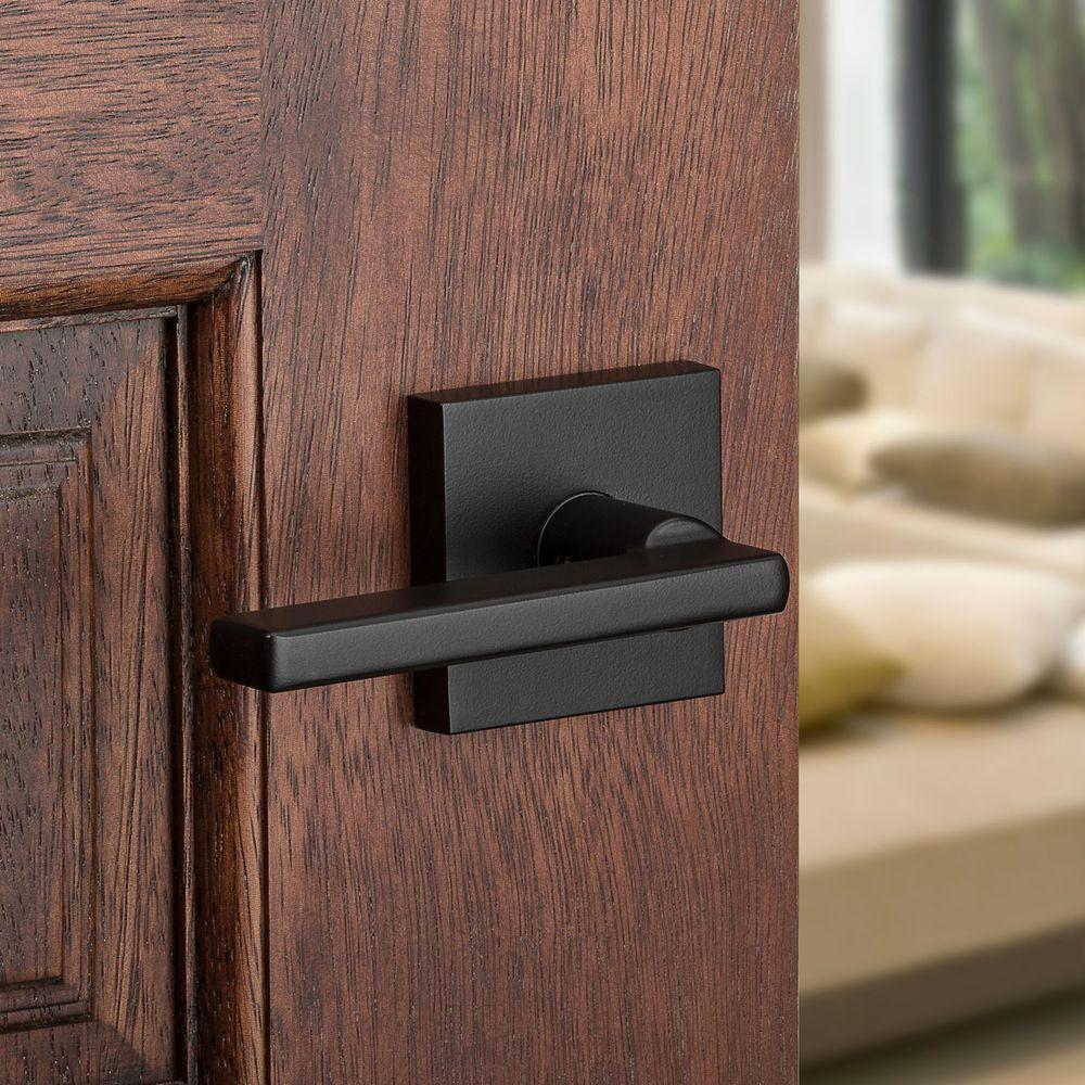 Halifax Square Matte Black PassaHall/Closet Door Lever