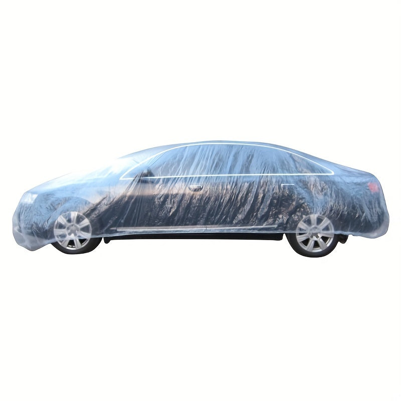 PE Plastic Car Cover Transparent Waterproof Dustproof Vehicle Protection Anti-Scratch Soft Material