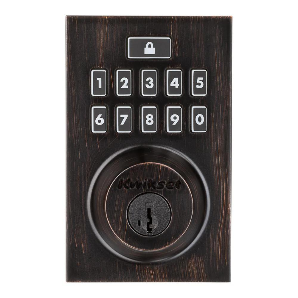 Z-Wave SmartCode 914 Contemporary Single Cylinder Venetian Bronze Electronic Deadbolt Featuring SmartKey Security