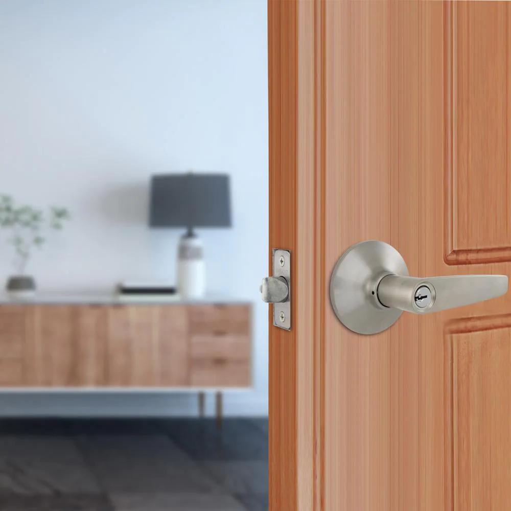 Olympic  Steel Keyed Entry Door Lever Lock