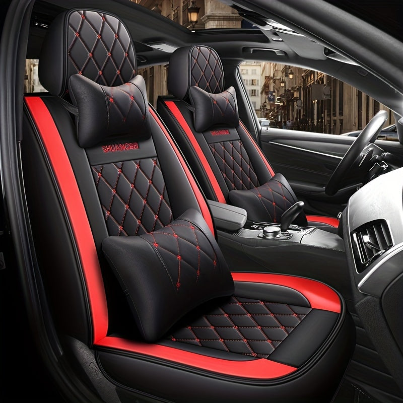 5 Car Seat Cover Set Full PackaCar Seat Cushion PU Leather Car Seat Cover Universal Car Seat Cover Full Set Compatible With Five-seat Models