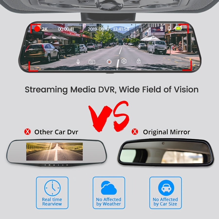 Mirror Camera 1080P For Car Touch Screen Video Recorder Rearview Mirror Dash Cam Front And Rear Camera Mirror DVR