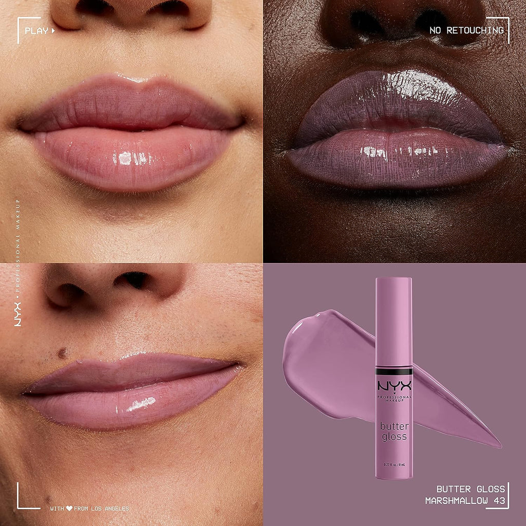 NYX PROFESSIONAL MAKEUP Butter Gloss, Non-Sticky Lip Gloss - Marshmallow (Muted Lilac)