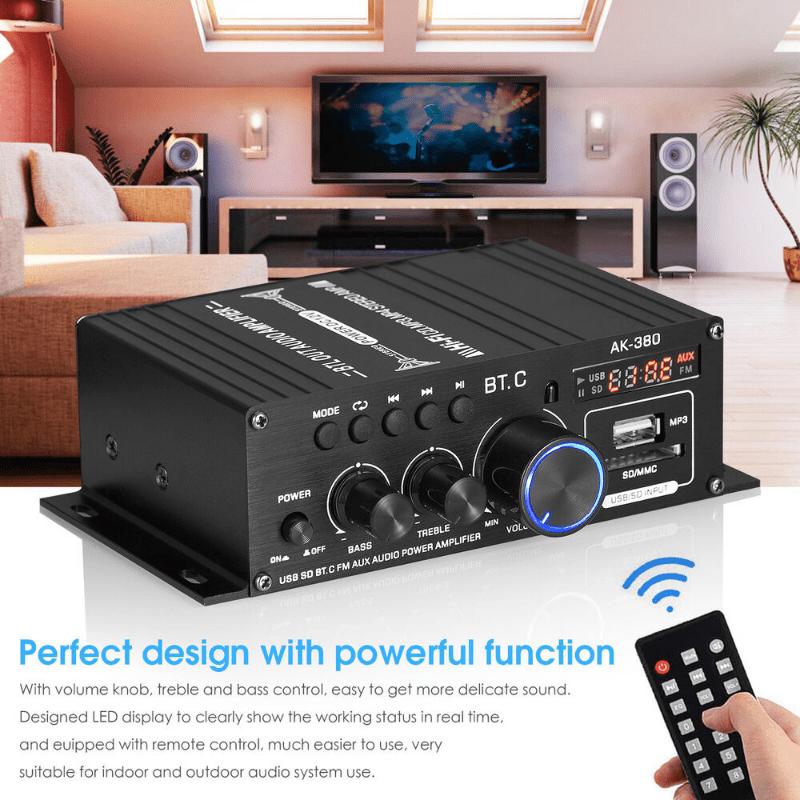 High Quality 1 Set 800W 2 Channel BT Mini HIFI Power Amplifier Audio Stereo Amp Home Car FM