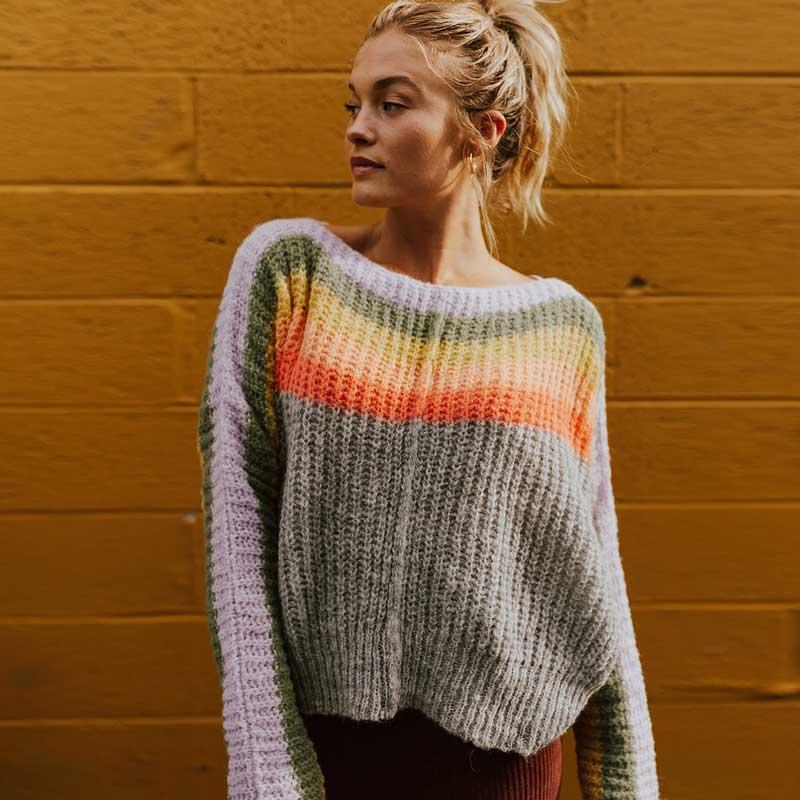 oversize rainbow stripes sweater