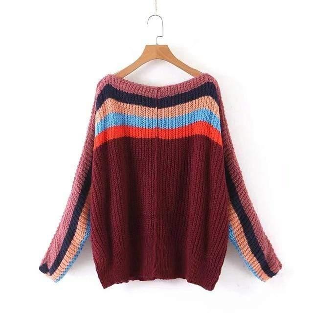 oversize rainbow stripes sweater