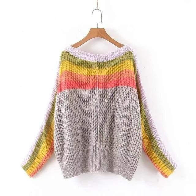 oversize rainbow stripes sweater