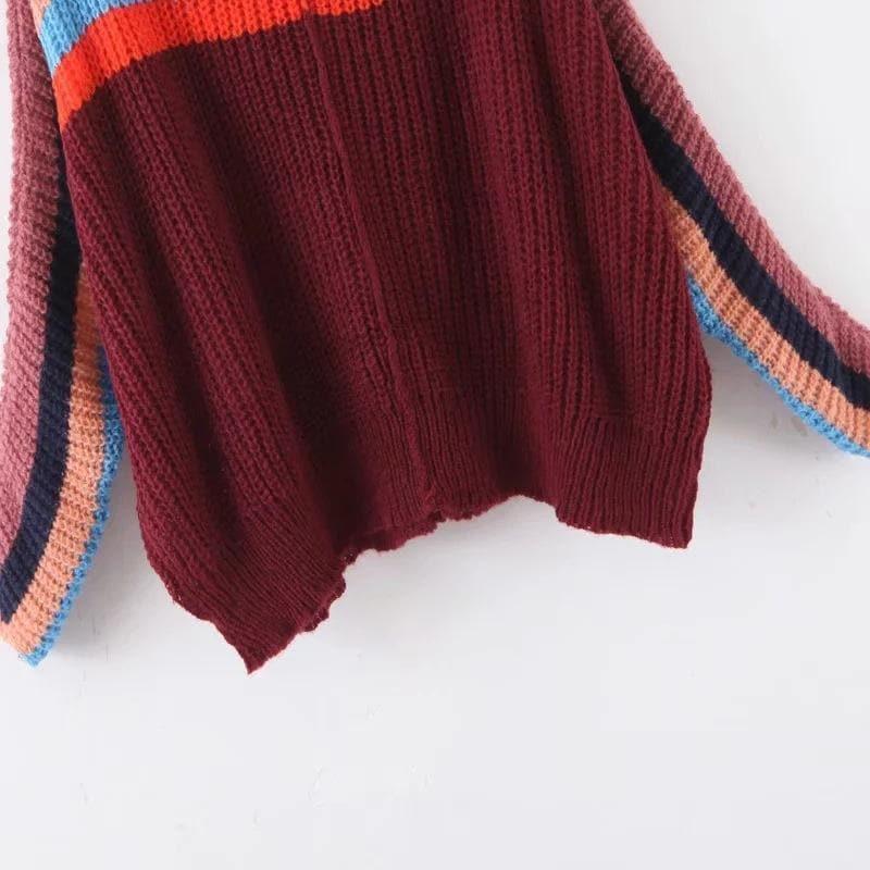oversize rainbow stripes sweater