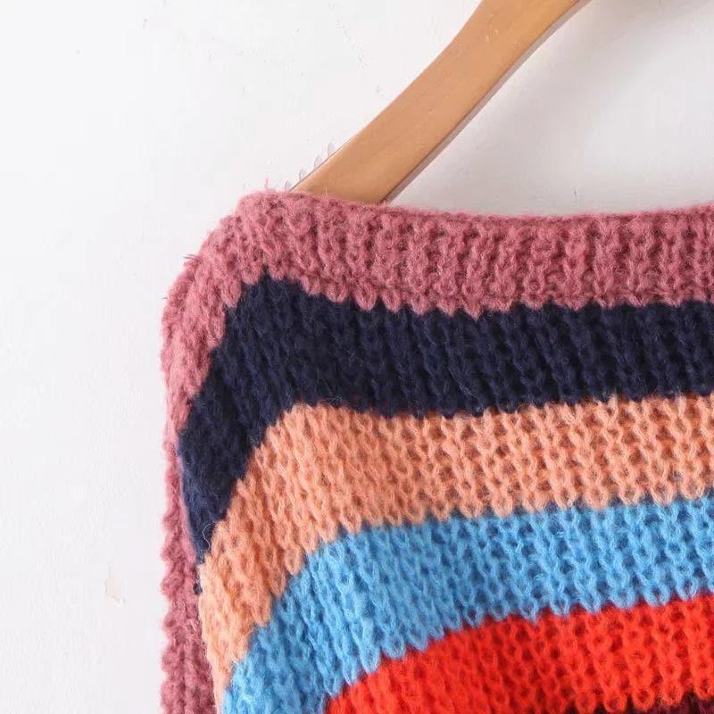oversize rainbow stripes sweater
