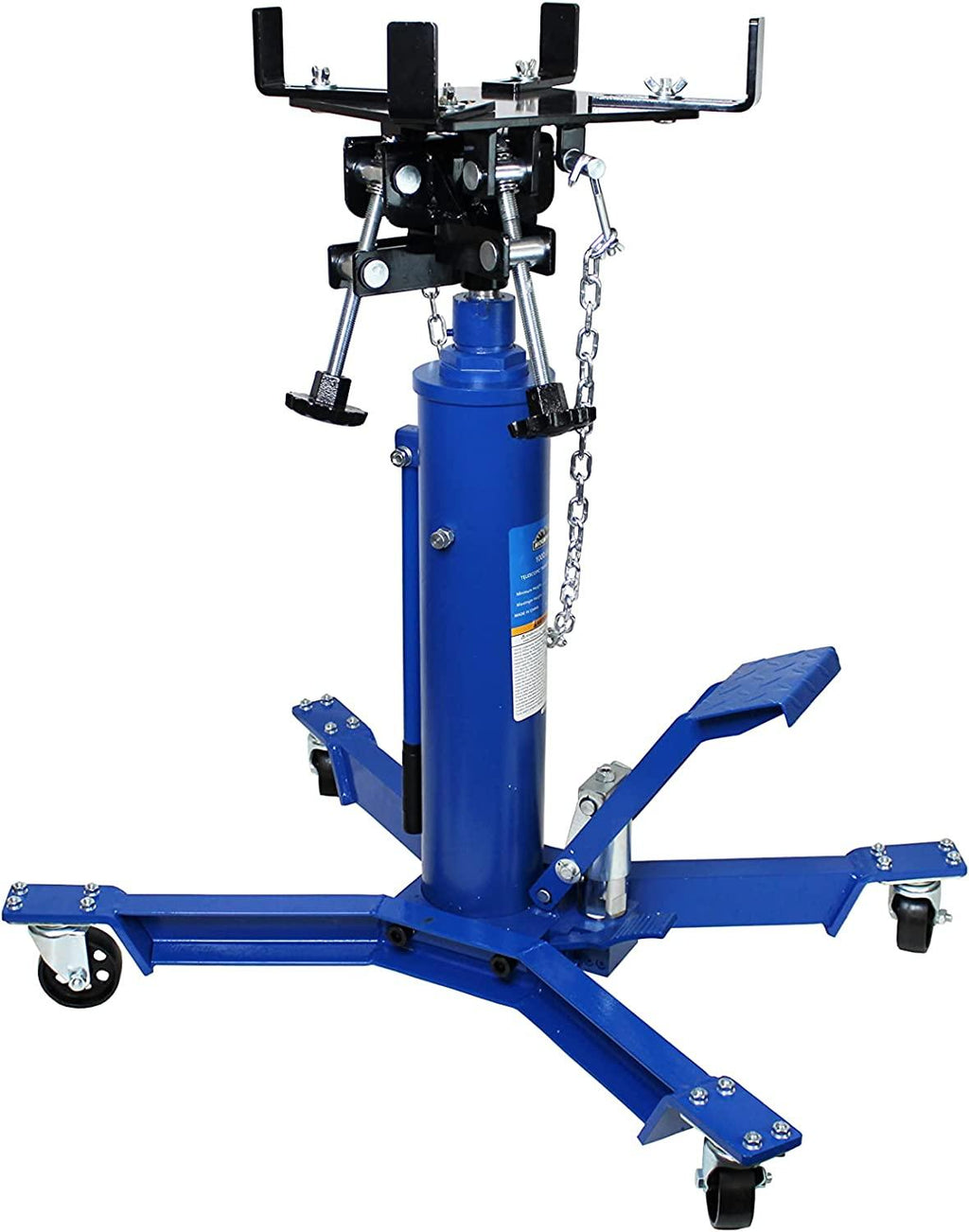 Mountain Transmission Jack 1,000 Lb Capacity Two StaHydraulic Telescopic Easy to Use Foot Pump Heavy Duty Steel Construction Dual Axis Pivoting Saddle MTN60504