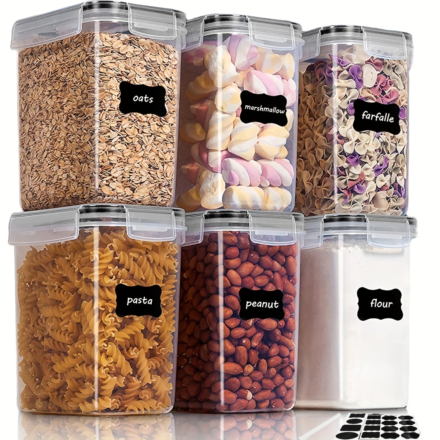 2/6pcs Airtight Food StoraContainers 54oz/1.6L Plastic BPA PP Material Kitchen Pantry Containers For Sugar, Flour, Baking, Dishwasher Safe
