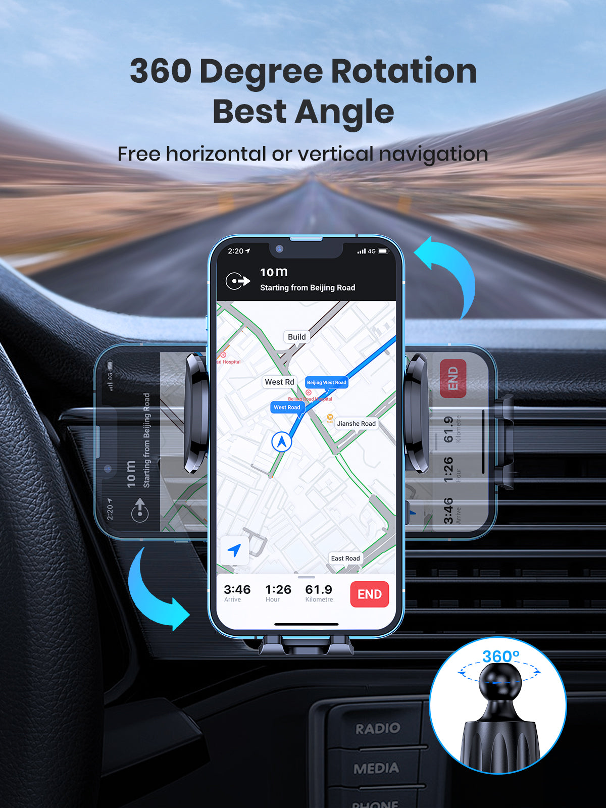 Car Phone Holder Mount, TOPK [2023 Upgrade Auto Locking] Universal Phone Holder With Hook Clip For Car Air Vent Compatible With  Samsung Etc.