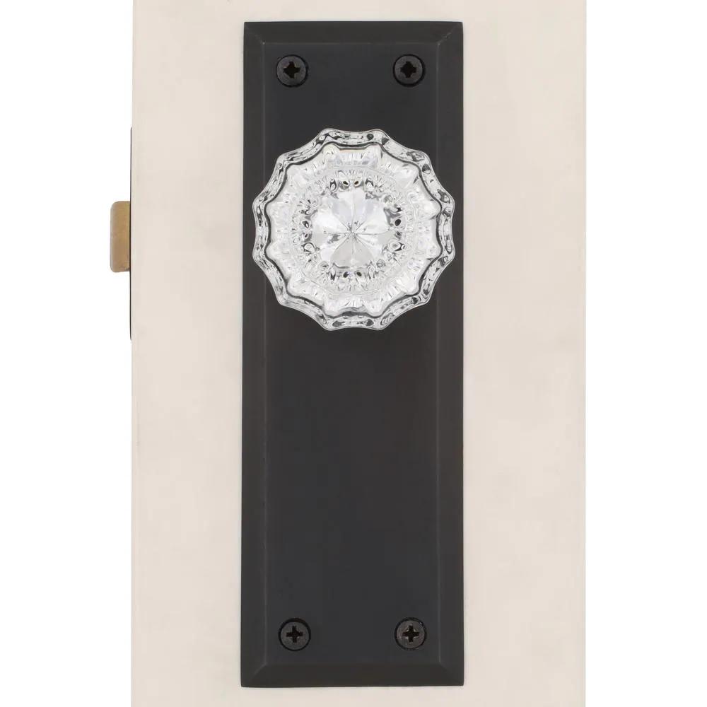 York Plate 2-3/8 in. Backset Oil-Rubbed Bronze Privacy Bed/Bath Crystal Glass Door Knob